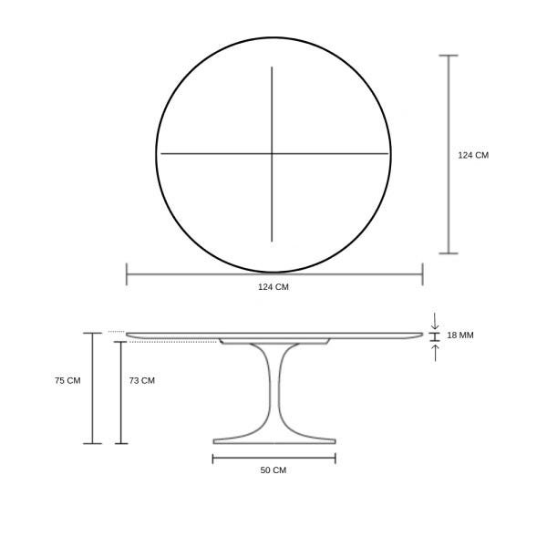 Mesa Saarinen Redonda 124cm Madeira Base Preta Freijó - 3