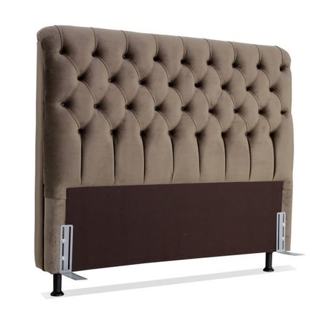 Cabeceira de Cama Box Casal Queen 158cm Padua Tecido Suede Veludo Marrom