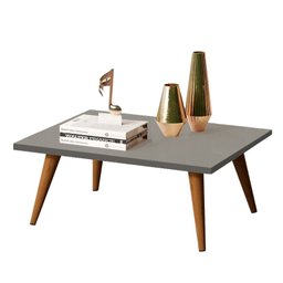 Mesa De Centro Retangular Sala Mdf Pé Palito Decorativa - Cinza Ópera 65x35cm - 1