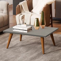 Mesa De Centro Retangular Sala Mdf Pé Palito Decorativa - Cinza Ópera 65x35cm - 2