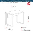 Ver imagem 3 de Mesa Escritório P25 Tub Pandin 120 Cm (larg) Tampo Mdp Branco Pé Aço Tubular Laranja
