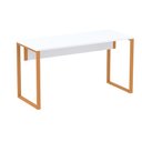Ver imagem 1 de Mesa Escritório P25 Tub Pandin 120 Cm (larg) Tampo Mdp Branco Pé Aço Tubular Laranja