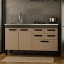 Ver imagem 1 de Gabinete de Cozinha 5 Gavetas e 2 Portas Balcão Pia 100% MDF:Grafite/Off White