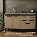 Ver imagem 4 de Gabinete de Cozinha 5 Gavetas e 2 Portas Balcão Pia 100% MDF:Grafite/Off White