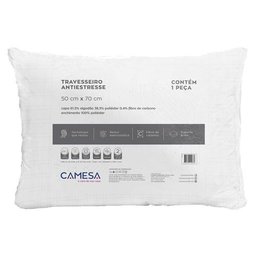 Travesseiro Anti Stress Ajuda no Sono Suporte Firme 50cm X 70cm Camesa - 1 Travesseiro Anti Stress Ajuda no Sono Suporte Firme 50cm X 70cm Camesa - 1