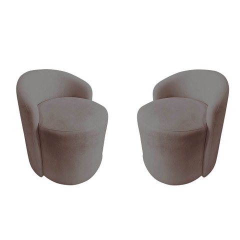 Kit 2 Poltronas Decorativa Yara Orgânica Suede Capuccino
