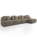 Ver imagem 1 de Sofá 5 Lugares com Chaise Direito Sala Living 388cm Arlo F04 Veludo Marrom Claro Tc-12021- Lyam Deco