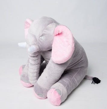 Almofada Elefante Cinza Com Rosa Pelúcia 60 Cm - 2