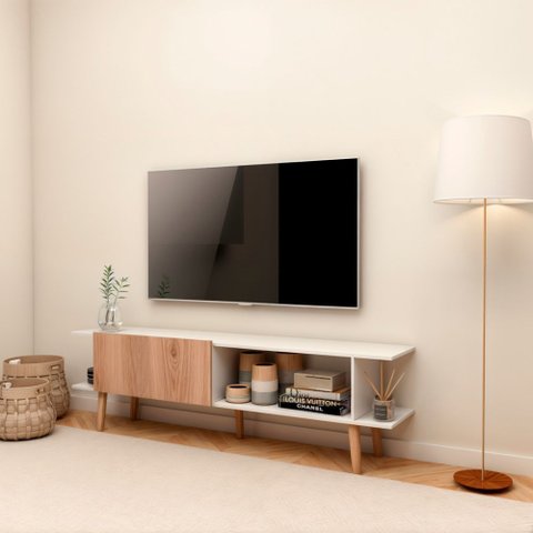 Rack Tokyo com Porta e Pés 155cm para TV 50" Byhouse