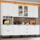 Ver imagem 1 de Cozinha Modulada com Pés 271,5cm 5 Peças 11 Portas 5 Gavetas Americana Henn - Branco/calcare