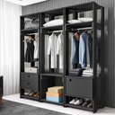 Ver imagem 2 de Módulo Guarda Roupa Closet Casal 1 Porta 2 Gavetas Titan Preto Velluto - Móveis Leão
