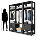 Ver imagem 4 de Módulo Guarda Roupa Closet Casal 1 Porta 2 Gavetas Titan Preto Velluto - Móveis Leão