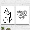 Ver imagem 1 de Kit 2 Quadros Minimalistas Geométricos Amor 33x24cm:Madeira preta