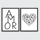 Ver imagem 2 de Kit 2 Quadros Minimalistas Geométricos Amor 33x24cm:Madeira preta