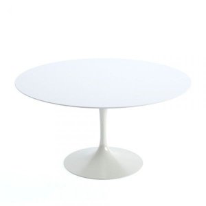 Mesa de Jantar Tulipa Saarinen Redonda 120 Cm + Vidro Laca Branca