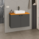 Ver imagem 1 de Gabinete Suspenso com Cuba para Banheiro Cinza com Nature - Rede Móveis