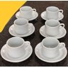 Jogo 6 Xícaras de Café e Chá com Pires - 200 Ml Semi-empilháveis - Porcelana Branca - 4