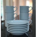 Ver imagem 5 de Jogo 6 Xícaras de Café e Chá com Pires - 200 Ml Semi-empilháveis - Porcelana Branca