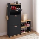 Ver imagem 3 de Sapateira Estreita 3 Gavetas Organizadora Banqueta Calçados Gancho Casaco Bolsa Hall Entrada Quarto