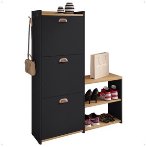 Sapateira Estreita 3 Gavetas Organizadora Banqueta Calçados Gancho Casaco Bolsa Hall Entrada Quarto