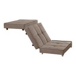 Puff Cama Solteiro Dobravel com Rodízios Lindecor Cor Bege - 2
