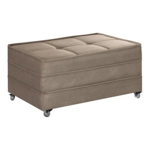 Puff Cama Solteiro Dobravel com Rodízios Lindecor Cor Bege