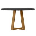 Ver imagem 1 de Mesa para Sala de Jantar Tampo Redondo com Vidro 135cm Vitória Marrom/Ype/Preto
