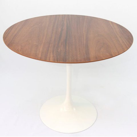 Mesa de Jantar Tulipa Saarinen Redonda 90cm Madeira Base Branca Imbuia