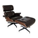Ver imagem 1 de Poltrona Charles Eames com Puff Couro Natural Preto