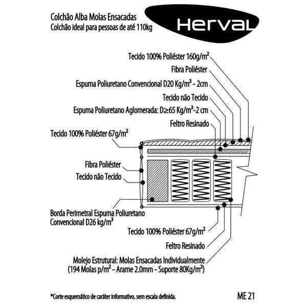Colchão Casal Herval  Alba, Molas Ensacadas, 138cm - 4