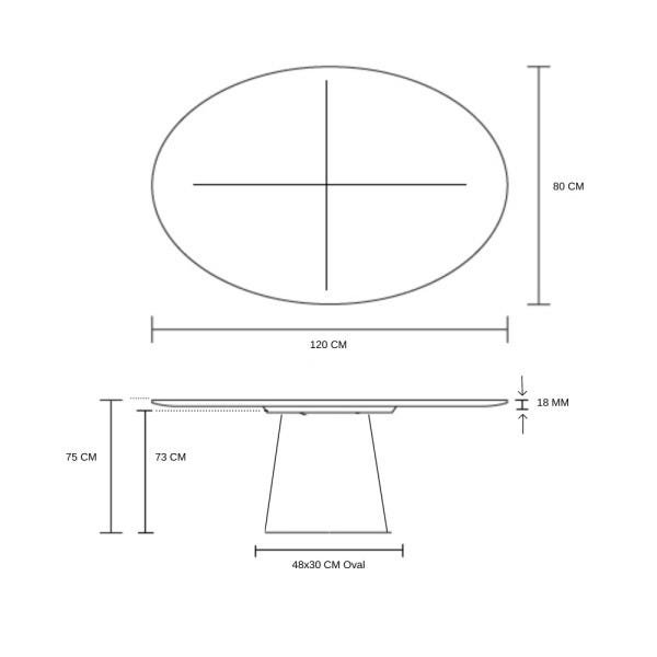 Mesa de Jantar Cone Oval 120x80cm Laca Preta - 4