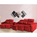 Ver imagem 1 de Conjunto Sofá Alfa 2 e 3 Lugares Retrátil e Reclinável Vermelho - Ws Estofados
