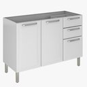 Ver imagem 1 de Balcão de Cozinha Itatiaia Aço com Entrada para Pia 3 Portas 2 Gavetas Branco Tarsila