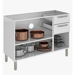Balcão de Cozinha Itatiaia Aço com Entrada para Pia 3 Portas 2 Gavetas Branco Tarsila - 3