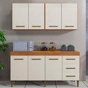 Ver imagem 2 de Cozinha Modulada 3 Peças Kaiki Móveis Atenas Marrom Off White