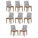 Ver imagem 1 de Kit 8 Cadeiras para Sala de Jantar Estofada Madeira Maciça Cecília Bege/Off White