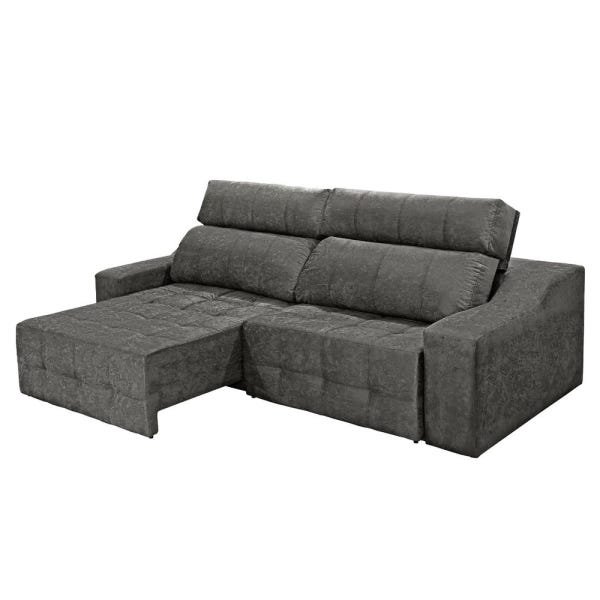 Sofá 4 Lugares Top Lubeck Retrátil e Reclinável 250 Suede Amassado Cinza - WS Estofados - 3