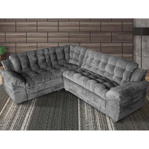 Sofá Madrid Premium Suede Velut Cinza - Ws Estofados