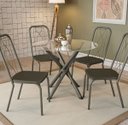 Ver imagem 1 de Mesa Elba Tampo Redondo 95 cm Preto Fosco Vdo Incolor Tecido Courano Preto