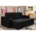 Ver imagem 1 de Sofá Retrátil e Reclinável New Austrália 2,25m Tecido Suede Preto - Ws Estofados