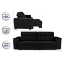 Ver imagem 2 de Sofá Retrátil e Reclinável New Austrália 2,25m Tecido Suede Preto - Ws Estofados