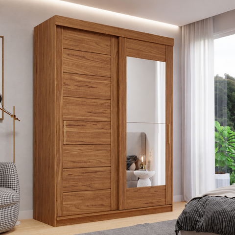 Guarda Roupa Lia 2 Portas de Correr com Espelho MDF