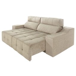 Sofá Retrátil e Reclinável Top Lubeck 210 Suede Amassado Bege - WS Estofados - 3