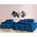 Ver imagem 1 de Sofá Alfa 2 e 3 Lugares Retrátil e Reclinável Azul - Ws