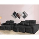 Ver imagem 1 de Conjunto Sofá Alfa 2 e 3 Lugares Retrátil e Reclinável Preto - WS Estofados
