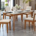 Ver imagem 1 de Mesa de Jantar 6 Lugares 160cmx90cm Monalisa Madeira Maciça Natural/off White Nesher