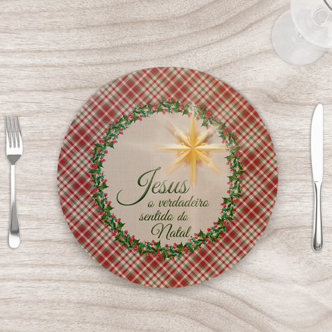 Capa para Sousplat 35cm Natal Jesus - com Base - Kit com 4