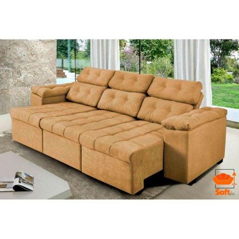 Sofá Retrátil e Reclinável Glamour 225 Castor - WS Estofados