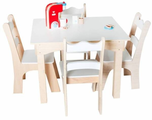 Mesa Infantil com 4 Cadeiras Branca Fashion Toys