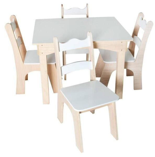 Mesa Infantil com 4 Cadeiras Branca Fashion Toys - 3